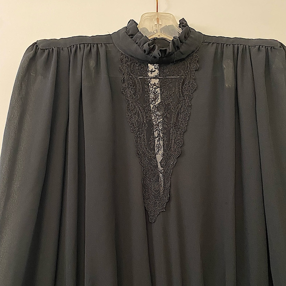 Black Lace Mock Neck Long Sleeve Jumpsuit